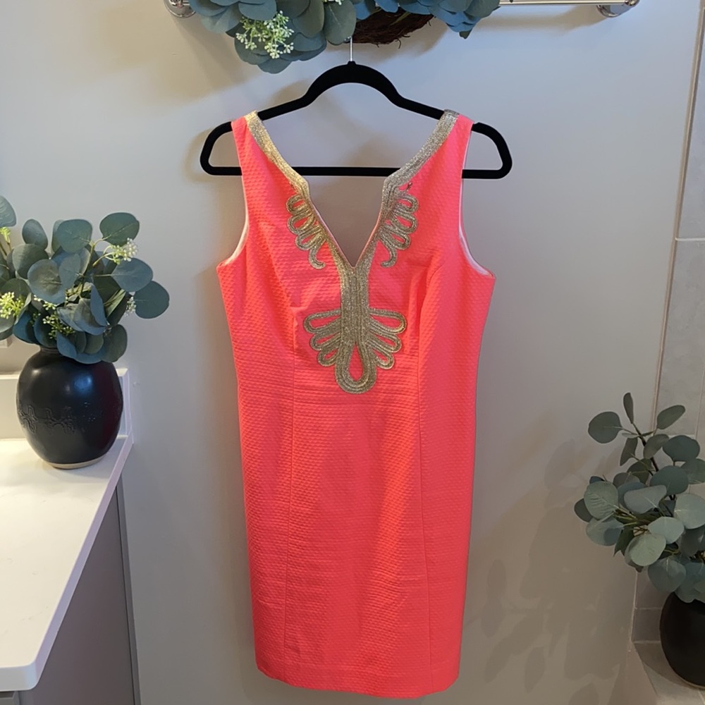 Lilly Pulitzer Coral Dress with Gold Accents